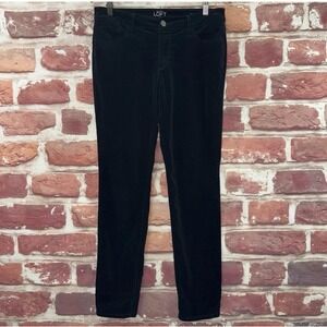 Ann Taylor Loft Curvy Skinny Pants Women's 8 Plain Black Casual Fine Corduroy